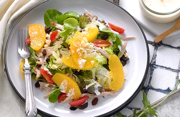 สลัดไก่ฉีกกับน้ำสลัดโยเกิร์ต (Shredded Chicken Salad with Yogurt Dressing )  - Gourmet & Cuisine Magazine