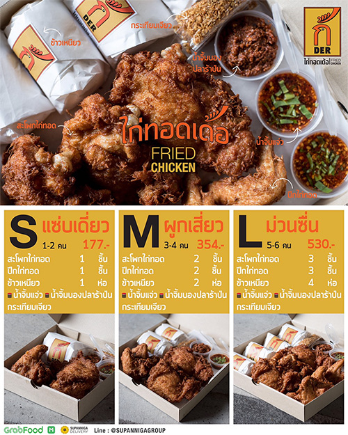 ไก่ทอดเด้อ (Der Fried Chicken) ไก่ทอดข้าวเหนียวแซ่บคักๆ หนังกรอบ หอมเครื่อง สไตล์เด้อ