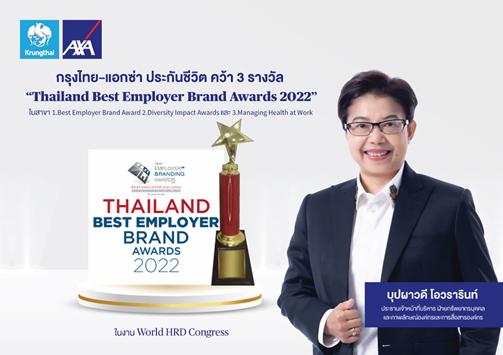 กรุงไทย–แอกซ่า ประกันชีวิต คว้า 3 รางวัล แรกในปีแห่งศักยภาพ จาก World HRD Congress 