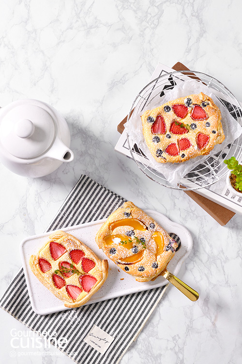 ชีสพายผลไม้ สไตล์เกาหลี ขนมหวานหน้าตาน่ารัก หวานหอมด้วยโยเกิรต์และสดชื่นด้วยผลไม้
