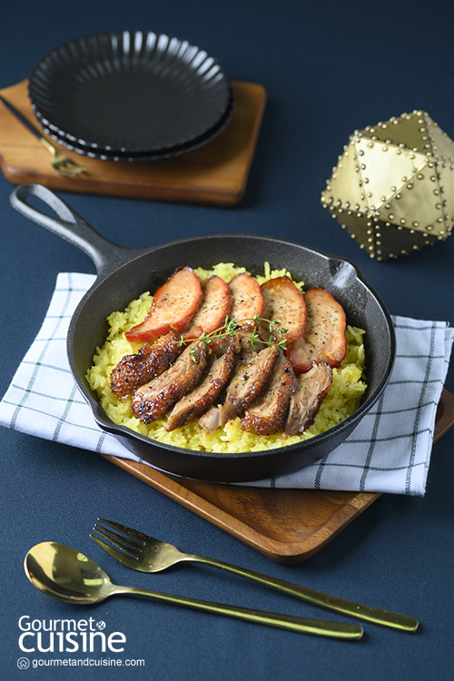 ข้าวพิลาฟ (Pilaf) หน้าเป็ดย่างกับหมูแดง