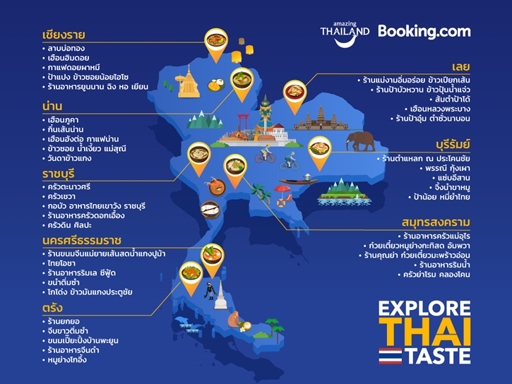 Booking.com จับมือ ททท. เปิดตัว “Thai Foodie Map” คู่มือเดินทางสำหรับเหล่านักชิม พร้อมชวนทุกคนเที่ยวตามรอยเอกลักษณ์อาหารถิ่นทั่วไทย