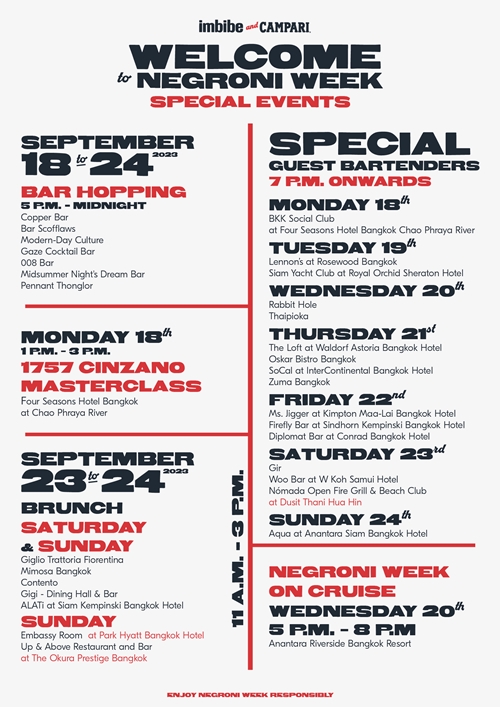 ค็อกเทลเลิฟเวอร์เตรียมตัวให้พร้อมกับ Imbibe and CAMPARI Negroni Week 2023
