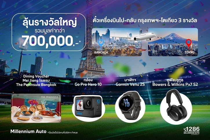 มิลเลนเนียม ออโต้ กรุ๊ป ร่วมเชียร์สุดพลัง มหกรรมกีฬา ระดับโลก จัดแคมเปญ ‘European Winning Spirit’ ลุ้นโชคใหญ่ บัตรโดยสารสายการบินไป-กลับ กรุงเทพฯ-โตเกียว 3 รางวัล และรางวัลอื่นๆ รวมมูลค่ากว่า 700,000 บาท