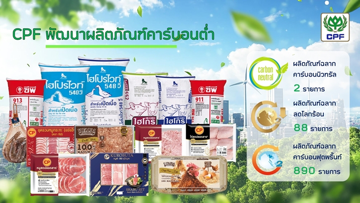 หมูชีวา-คูโรบูตะและผลิตภัณฑ์อาหารสัตว์บกของ CPF รับฉลากคาร์บอนฟุตพริ้นท์ ร่วมลดโลกร้อน