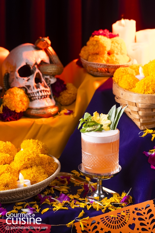 Ruby Pomelo Siesta ค็อกเทลน้ำส้มโอทับทิมสยาม สไตล์เม็กซิกันรับเทศกาลแห่งความตาย Day of the Dead