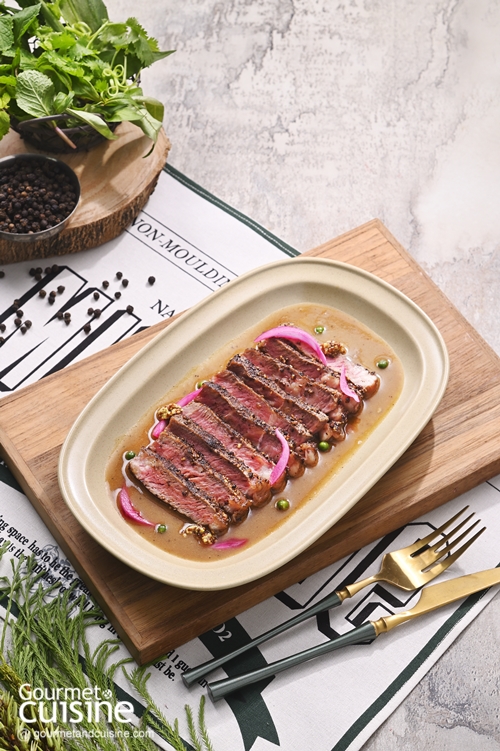 สเต๊กเนื้อพิคานยาซอสพริกไทยดำและนัตโตะไทย Picanha Steak with Thai Natto & Black Pepper Sauce