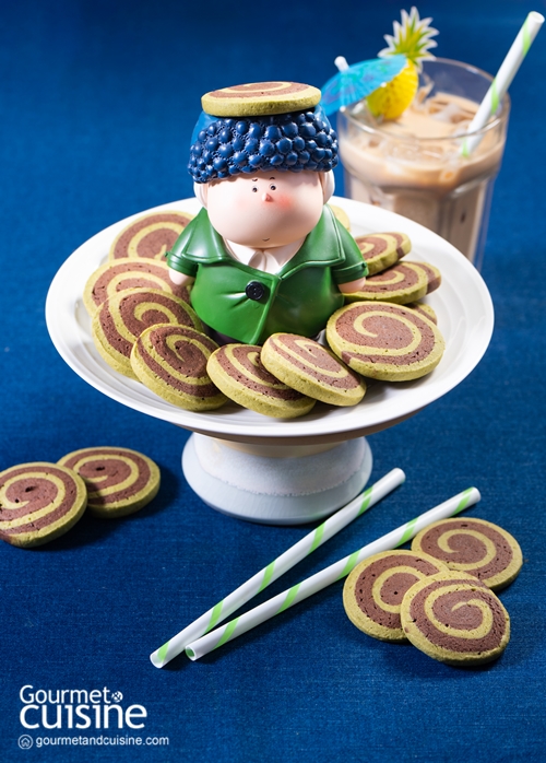 คุกกี้พินวีลมัตฉะโกโก้ Matcha Cocoa Pinwheel Cookies
