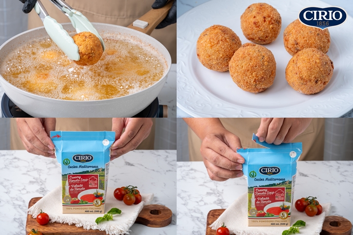 Arancini with Tomato Soup อารันชีนีกับซุปมะเขือเทศ