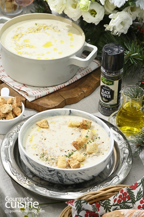 ซุปเซเลรีแอกและข้าวบาร์เลย์ (Celeriac and Barley Soup) 